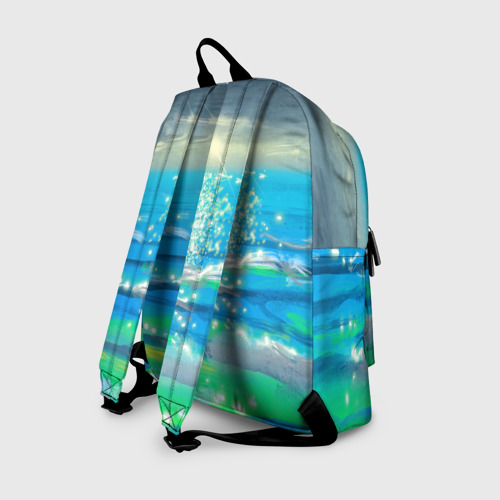 Рюкзак 3D с принтом Солнечная дорожка на морских волнах, вид сзади #1