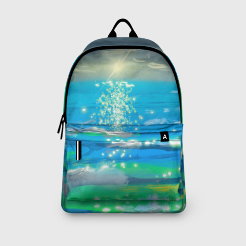 Рюкзак 3D с принтом Солнечная дорожка на морских волнах, вид сбоку #3