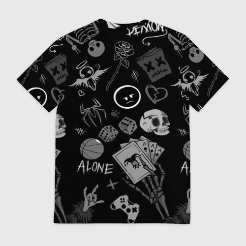 Мужская футболка 3D с принтом Sad art, вид сзади #1