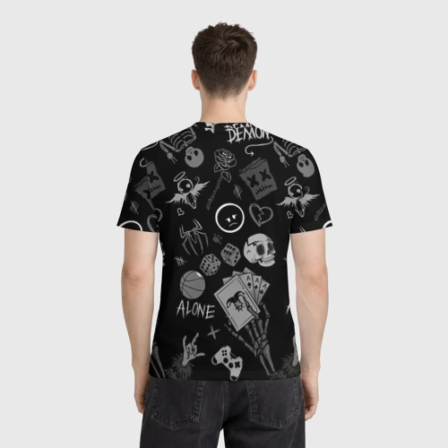 Мужская футболка 3D с принтом Sad art, вид сзади #2
