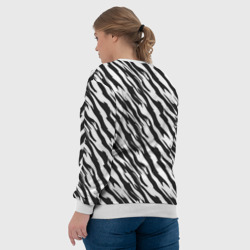Свитшот с принтом Полосатая шкура зебры для женщины, вид на модели сзади №3. Цвет основы: белый
