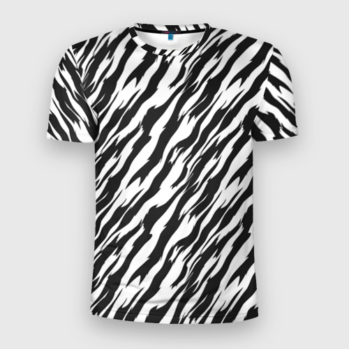 Мужская футболка 3D Slim Полосатая шкура зебры, цвет 3D печать