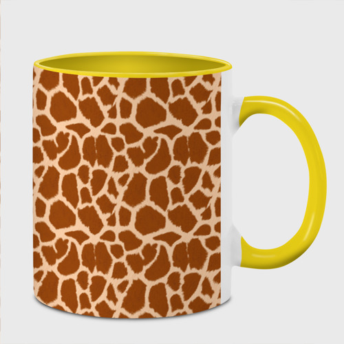 Кружка с полной запечаткой Шкура Жирафа - Giraffe, цвет белый + желтый