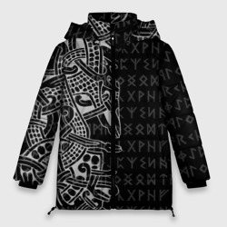 Женская зимняя куртка Oversize Скандинавские руны и татуровка викингов