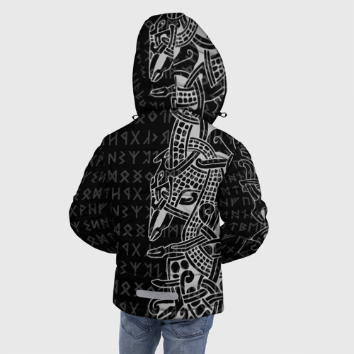 Зимняя куртка для мальчиков 3D Скандинавские руны и татуровка викингов, цвет черный - фото 4