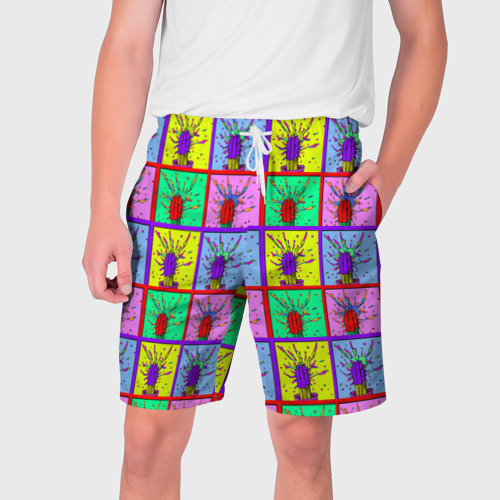 Мужские шорты 3D Кактусы психодел, цвет 3D печать