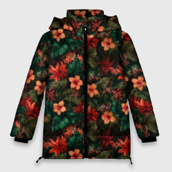 Тропические цветы паттерн – Женская зимняя куртка Oversize с принтом купить