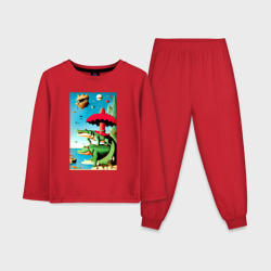 Детская пижама с лонгсливом хлопок Два крокодила - памяти Иеронима Босха