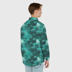 Рубашка с принтом Абстрактные зеленые шишки для любого человека, вид сзади №2. Цвет основы: белый