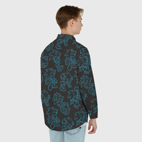 Мужская рубашка oversize 3D с принтом Соник паттерн, вид сзади #2