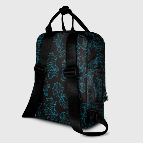 Женский рюкзак 3D с принтом Соник паттерн, вид сзади #1