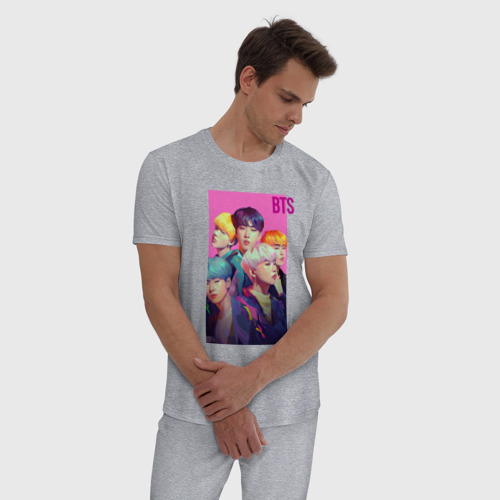 Мужская пижама хлопок с принтом Bts anime  art style, фото на моделе #1