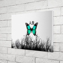 Холст прямоугольный С бабочкой на фоне японского иероглифа - фото 2