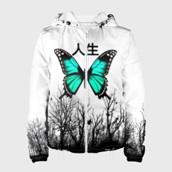 Женская куртка 3D С бабочкой на фоне японского иероглифа