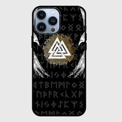 Чехол для iPhone 13 Pro Max Крылья ворона и скандинавская руна