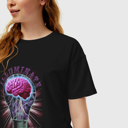 Женская футболка хлопок Oversize Illuminate, цвет черный - фото 3