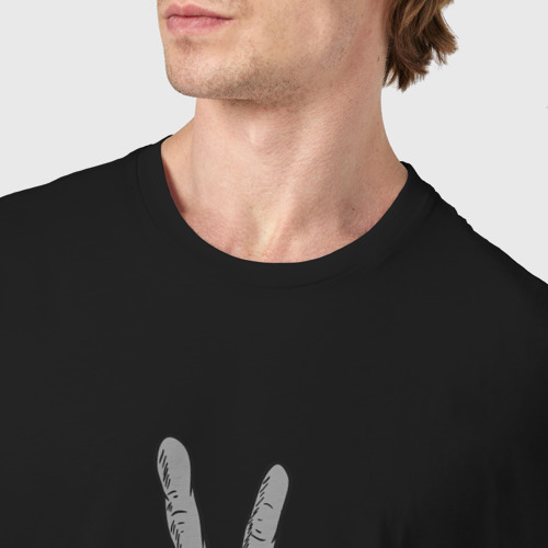 Мужская футболка хлопок Жизнь и мир жест победы, цвет черный - фото 6