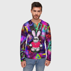 Мужской лонгслив 3D Кролик в футболке - фото 2