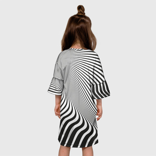 Детское платье 3D с принтом Иллюзорные линии, вид сзади #2