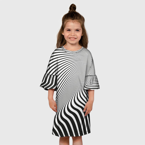 Детское платье 3D с принтом Иллюзорные линии, вид сбоку #3