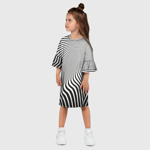 Детское платье 3D с принтом Иллюзорные линии, фото на моделе #1