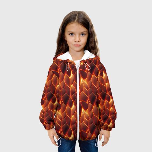 Детская куртка 3D Огненная мозаичная текстура, цвет белый - фото 4