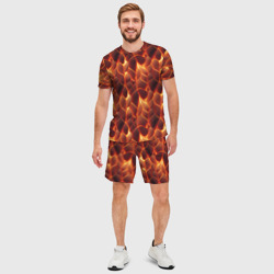 Мужской костюм с шортами 3D Огненная мозаичная текстура - фото 2