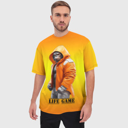 Мужская футболка oversize 3D Обезьяна в капюшоне - жизнь игра - фото 2