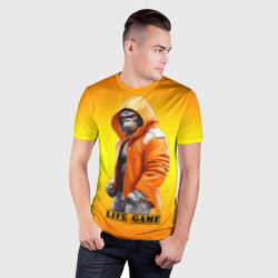 Мужская футболка 3D Slim Обезьяна в капюшоне - жизнь игра - фото 2