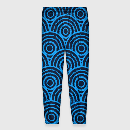 Мужские брюки 3D с принтом Синие круги паттерн, вид сзади #1