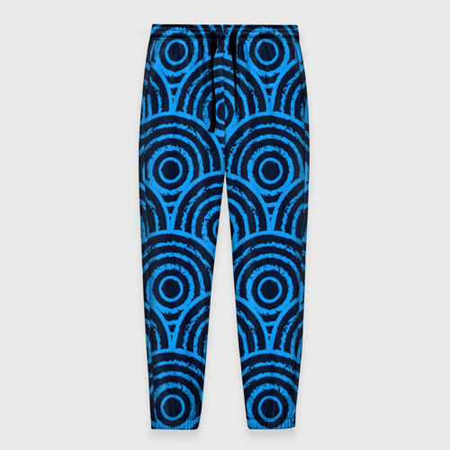 Мужские брюки 3D с принтом Синие круги паттерн, вид спереди #2