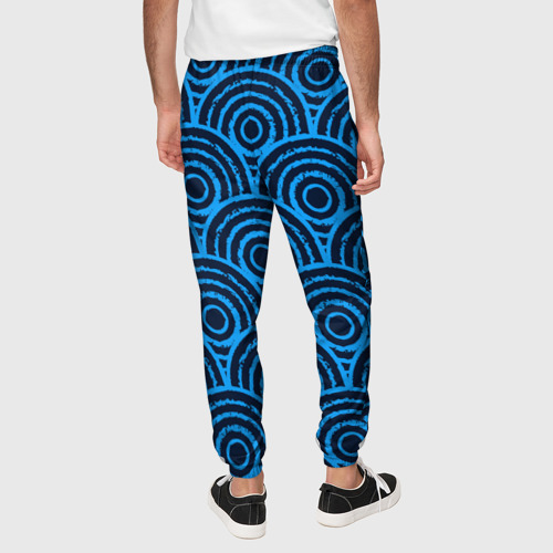 Мужские брюки 3D с принтом Синие круги паттерн, вид сзади #2