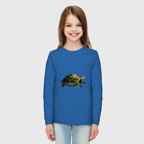 Детский лонгслив хлопок с принтом Морская черепаха: вид сбоку, вид сбоку #3