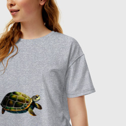 Женская футболка хлопок Oversize Морская черепаха: вид сбоку - фото 2