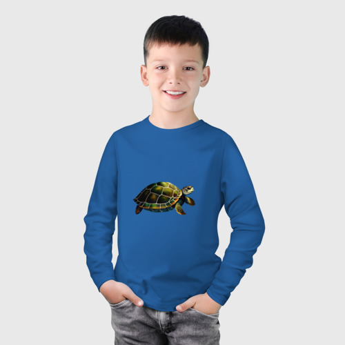 Детский лонгслив хлопок с принтом Морская черепаха: вид сбоку, фото на моделе #1