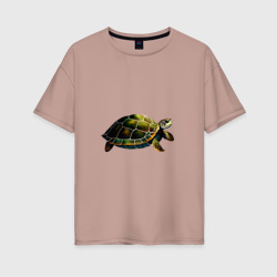 Женская футболка хлопок Oversize Морская черепаха: вид сбоку