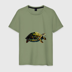Мужская футболка хлопок Морская черепаха: вид сбоку