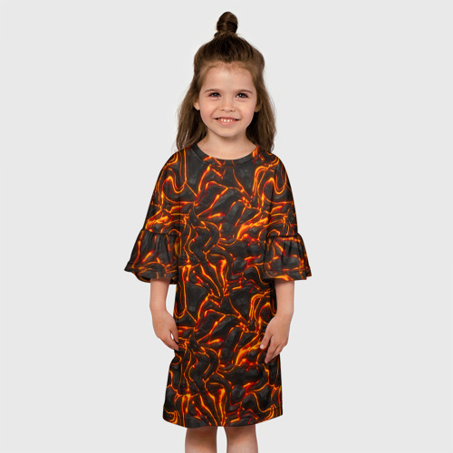 Детское платье 3D с принтом Огненная лава, вид сбоку #3