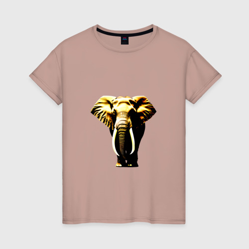 Женская футболка хлопок Саванный слон, цвет пыльно-розовый