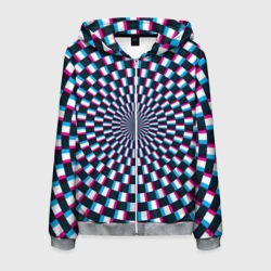 Мужская толстовка 3D на молнии Оптическая иллюзия глитч