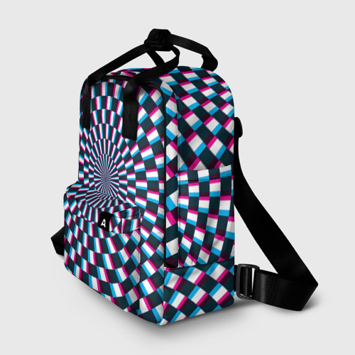 Женский рюкзак 3D с принтом Оптическая иллюзия глитч, фото на моделе #1