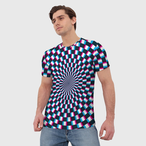 Мужская футболка 3D Оптическая иллюзия глитч, цвет 3D печать - фото 3