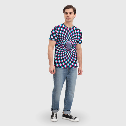 Мужская футболка 3D Оптическая иллюзия глитч, цвет 3D печать - фото 5