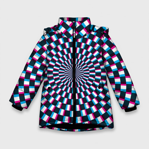 Зимняя куртка для девочек 3D Оптическая иллюзия глитч, цвет черный