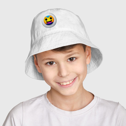 Детская панама хлопок с принтом Смеющийся смайлик, фото на моделе #1