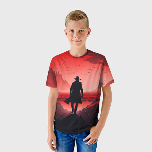 Детская футболка 3D с принтом Преследователь, фото на моделе #1