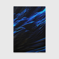 Обложка для автодокументов Черные синие волны абстракция