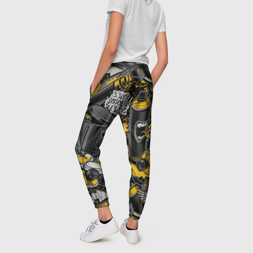 Женские брюки 3D с принтом Граффити free your self с кедами урбан стайл, вид сзади #2