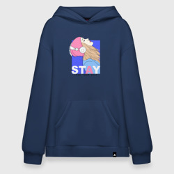 Худи SuperOversize хлопок Девушка в наушниках  stay true your self