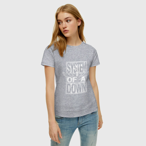Женская футболка хлопок SoD - eagle, цвет меланж - фото 3